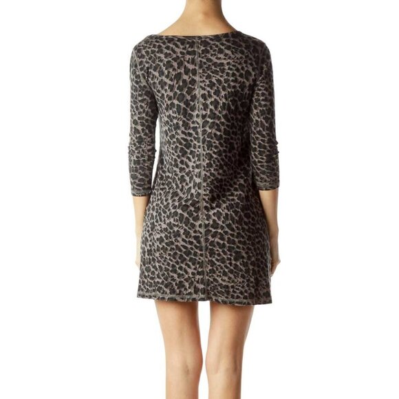 Jessica Simpson Black Brown Animal Print Jersey Dress - Picture 3 of 3